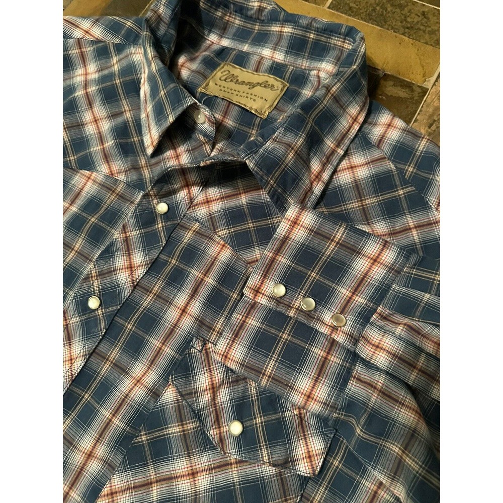 Vintage Wrangler Shirt Mens 3XL Green Plaid Pearl‎ Snap Western Wear Cotton